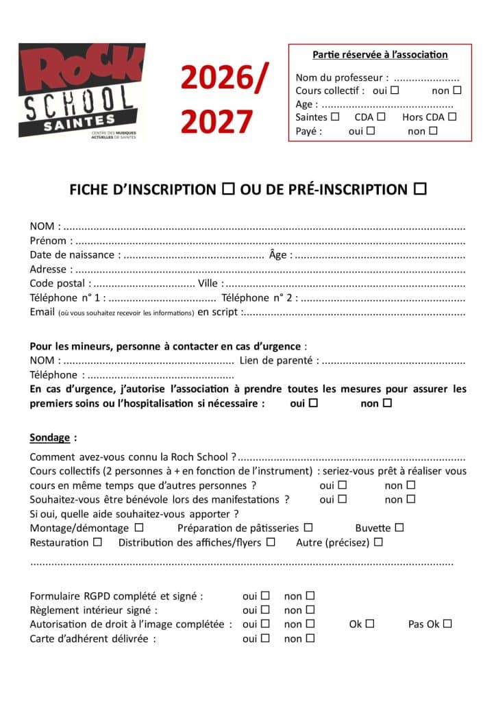 Télécharger la fiche d'inscription